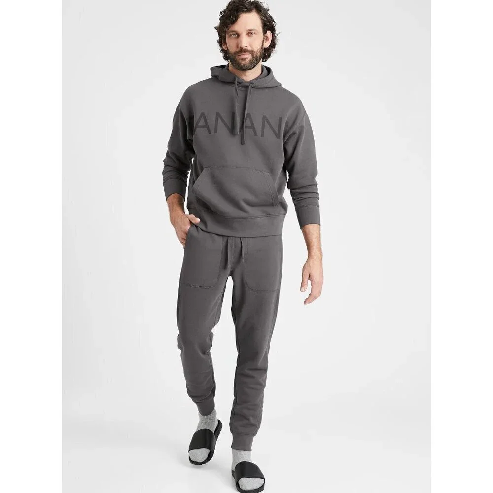 Banana Republic Gray Organic Cotton French Terry Hoodie Sweatshirt Size Large